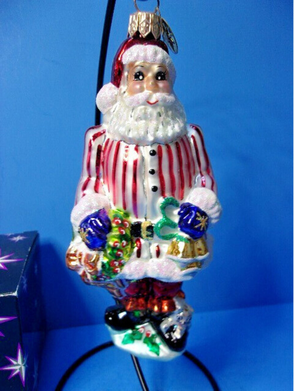 Christopher Radko RING in the HOLIDAY Jr Glass Christmas Ornament Santa Cat 6"